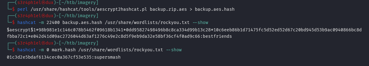 aescrypt2hashcat extraindo o hash e hashcat quebrando o backup AES e o hash do mark