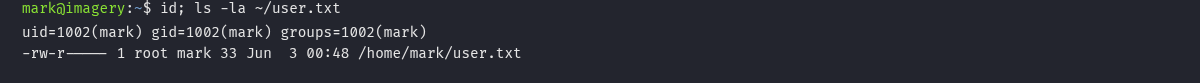 Acesso como mark e ls -la de user.txt