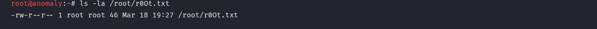 Listagem da flag de root em /root/r0Ot.txt