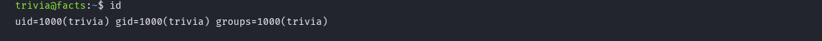 Sessão SSH como trivia com a saída do comando id